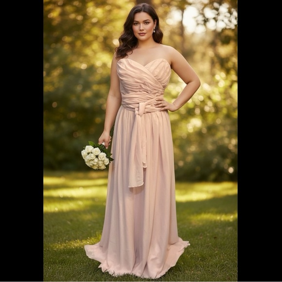 WFT-027 Chic Strapless Blush Dress Plus Size 3X - Picture 2 of 9